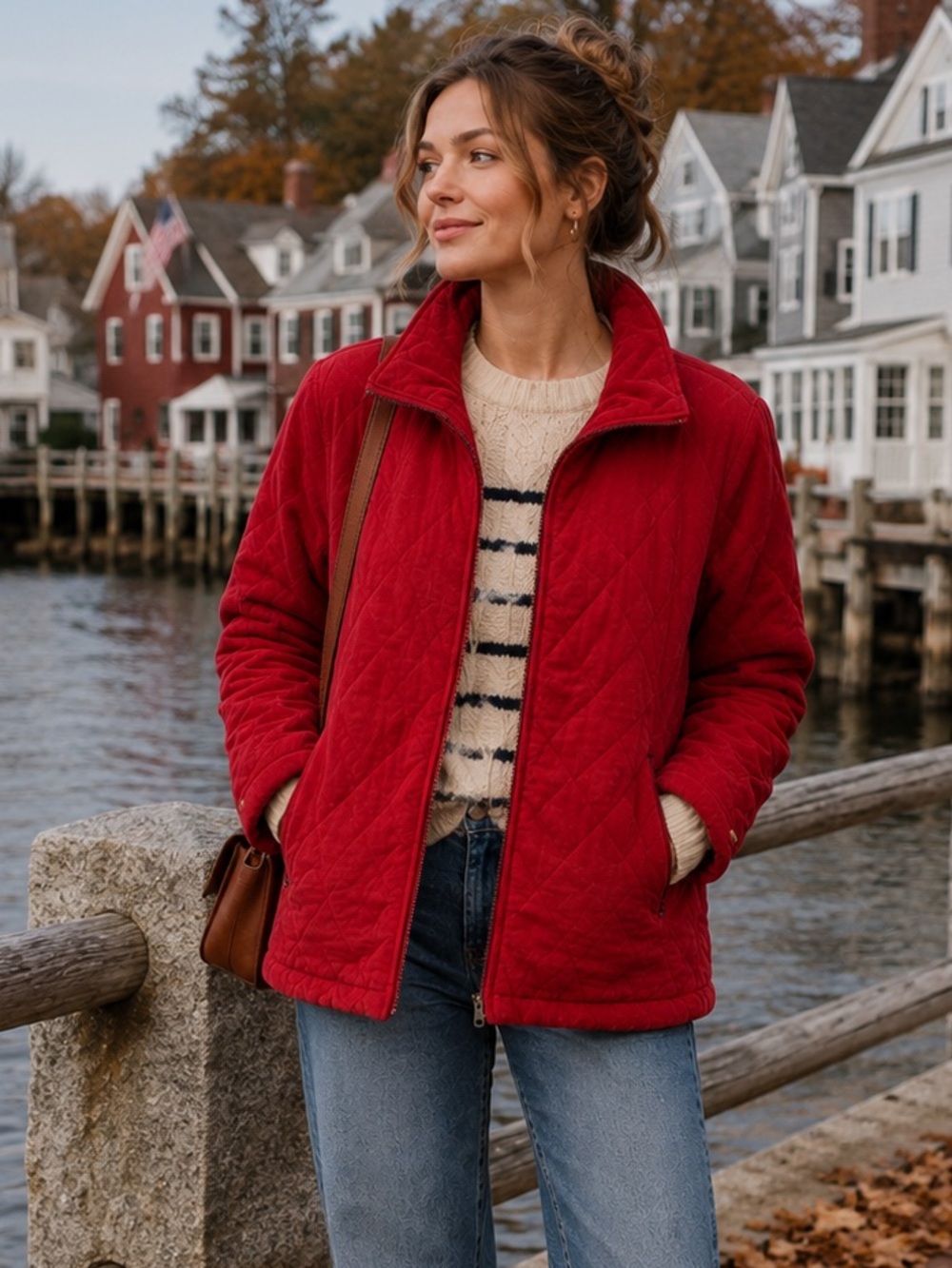 Vintage Red Quilted Corduroy Jacket Cottagecore Barn Coat